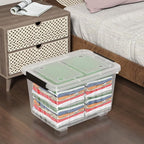 30 Quart Storage Boxes with Wheels, 4-Pack Clear Plastic Storage Bins with Lids
