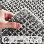 Bathroom Runner Rug Super Absorbent Non Slip Long Bath Mat Machine Washable Boho Bathroom Rugs Quick Dry Rug Runners for Hallway Bedroom Laundry Room,Grey, 2'x 6'(24" x 72")