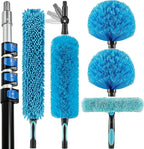 30 Foot High Ceiling Fan Duster with 6-24ft Extension Pole, Extendable Reusable Cobweb, Feather, Window Cleaning Squeegee Kit