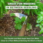 Haliaeetus Sickle Hoe, 58'' Long Handle Japanese Hand Hoe for Standing to Remove Weed, Stainless Steel Scraper Hoe, Bent Angle Weeding Sickle for Fastly Scraping Out Weed on Flower Bed, Between Plants