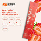 310 Nutrition Sugar Free Electrolytes Powder - Instant Hydration Packets for Daily Fluid Balance - Caffeine-Free Rehydration Drink Mix w/Vitamins, Low Calorie & Keto Friendly - Strawberry 30 Singles