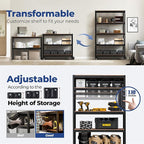 HOMEDANT House 5-Tier Metal Boltless Rolling Cart Shelf Rack Casters Heavy Duty Wheel Shelving Unit Adjustable Utility Storage Shelves Organizer Shelf Kitchen Garage 48.1" W x 18.5" D x 75.4" H 3Pack
