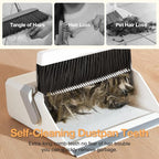 Broom with Dustpan Combo Set,UOEOS One-Sweep Clean,Pet Hair Removal Broom with Self-Cleaning Double-Layer Teeth,High Density Broom and Windproof Dustpan for Indoor&Outdoor
