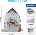2 Pack Mesh Laundry Bags, Large Travel Laundry Washing Bags for Dirty Clothes Storage, 24" X 36" Washable Heavy Duty Laundry Net Bag With Drawstring for College Dorm, Hamper, Room, Laundromat (Black)