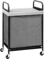 STORAGE MANIAC Rolling Laundry Hamper with Wheels 1-Section Laundry Sorter Rolling Laundrys Basket on Wheels with Removable Bag Clothes Hamper Laundrys Organizer Cart Bathroom Bedroom 90L Grey