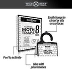 Clothing Moth Traps - 8 Pack - Non Toxic Moth Traps for Clothes with Pheromone Attractant - Odorless Sticky Trap for Closet, Carpets