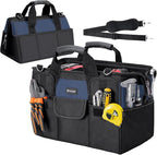 TICONN Heavy Duty Tool Bag with Multi-Pockets, Portable Tool Box Organizer Storage Bag, with Adjustable Shoulder Strap and Ergonomic Handle (Blue, 14" Standard Base)