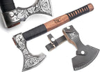 Viking Axe – 19 Inch Rosewood Handle Camping with Leather Sheath, Throwing Axes and Tomahawks, Wood Splitting Axe, Bushcraft - Gift for Father’s Day, Husband (Erik) BLACK