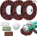 Tallew 7 Pcs 8" Airway Buffing Wheel Kit in Diameter 5/8" in Arbor Hole, Aluminum Metal Polishing Wheel and Polishing Compound for Angle Grinder Mirror Finish (Brown)