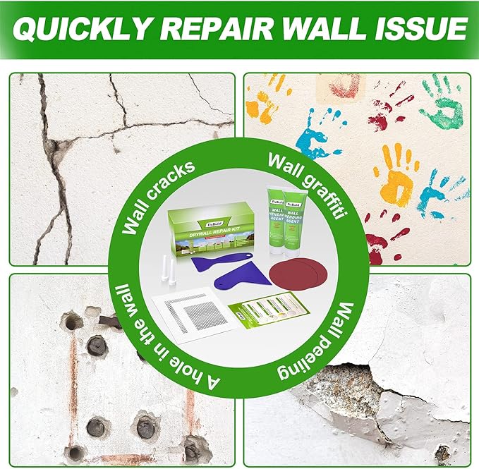Drywall Repair Kit, 2 Spackle Wall Repair Patch Kit, Wall Mending Agent, Quick and Easy Repair of Holes, Dents and Graffiti