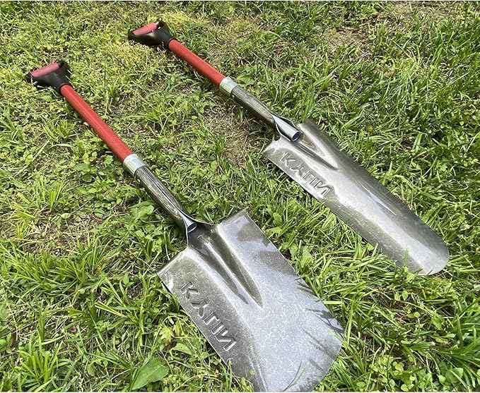 KYLIN 14-Gauge Heavy Duty Shovels Set,2-Piece Fiberglass D-Handle Spade,16” Drain Landscping Shovel, for Gardening, Cleaning Out Ditches, Laying Cable Channels, Construction and Landscaping Industry.