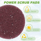 Power Scrub Pads, Scrubbing Pads 800 Grits Scouring Discs - Fitting for (Home Kitchen Cleaning - Drill Attachment - Scrubber Replacement) 20 Pcs & 2 Inch & Dark Red