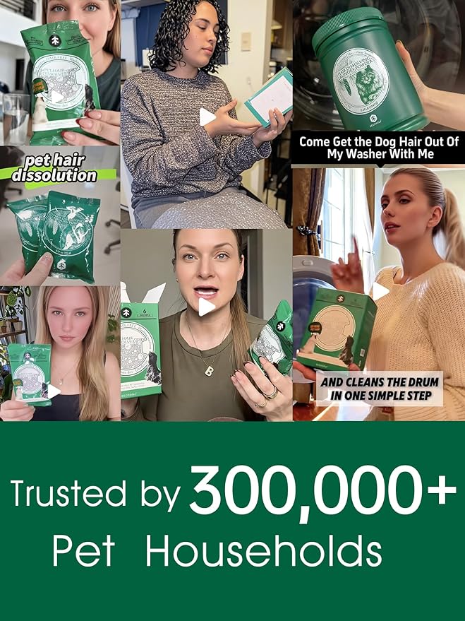 Pet Hair Remover for Laundry - Dog & Cat, 96.7% Hair Dissolution, Detergent + Stain Remover, 6-Month Supply, HE/Top/Front-Load Compatible, Removes Residue & Odors, Septic Safe