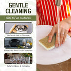 BEAUFITAL 20 Count Non-Scratch Natural Kitchen Sponge, Biodegradable Compostable Cellulose Coconut Scrubber, Eco Friendly Sponges for Dishes, Non-Stick Cookware, Bathroom, Heavy-Duty Cleaning