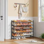 Tajsoon Expandable Shoe Rack for Closet 5 Tier, 29“-41“Adjustable & Stackable Shoe Shelf Storage, Metal Shoe Rack Organizer for Front Door Entrance, Closet, Garage, Entryway, Black