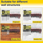 Screw Driver Holder Wall Mount,Screwdriver Organizer, Metal Plier Organizer Wall Mount, Screwdriver Garage Tool Storage Rack for Garage Workshop Workbench Edge Tool Chest Cart, 2 PCS