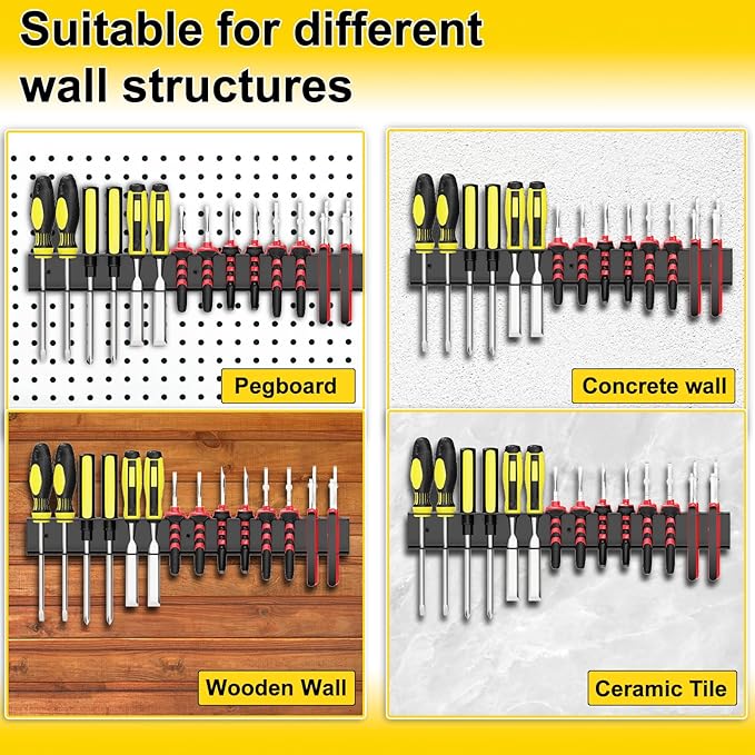 Screw Driver Holder Wall Mount,Screwdriver Organizer, Metal Plier Organizer Wall Mount, Screwdriver Garage Tool Storage Rack for Garage Workshop Workbench Edge Tool Chest Cart, 2 PCS