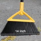 Heavy Duty Angle Broom - Yellow Broom for Outdoor & Indoor, Garage, Driveway, Sidewalk, Kitchen & More, Long Handle