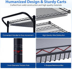WDT 1350Lbs Capacity Heavy Duty Rolling Utility Cart, Large 3 Tier Rolling Carts with Wheels 24" Dx45 Wx39 H, NSF Commercial Grade Roll Metal Cart, Trolley Serving Cart for Garage, Kitchen, Warehouse