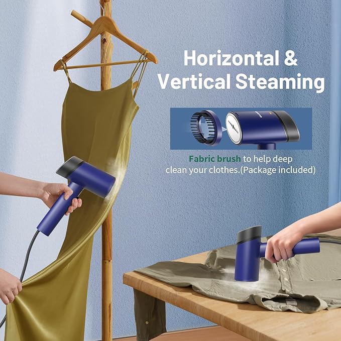 Steamer for Clothes, Handheld Clothes Steamer and Garment Wrinkle Remover, 15s Fast Heat-Up, Foldable, 120V/220V Dual Voltage for Worldwide Travel