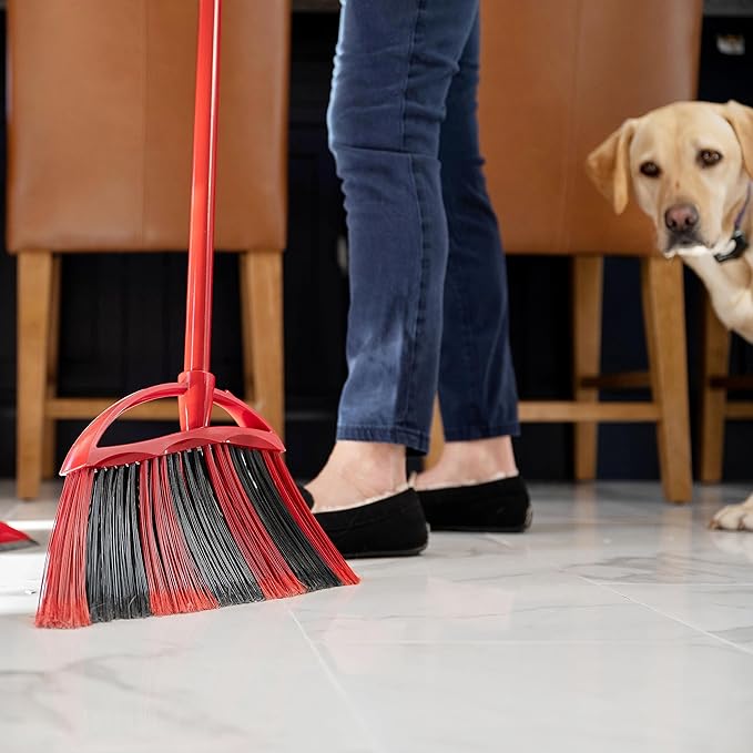 O-Cedar One Sweep Broom with Step-On Dustpan | Remove 99% with One Sweep | Lightweight Quiet Cleaning Tool | Ideal for Pet Owners