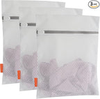 Polecasa 3Pcs Premium 125g Diamond Mesh Laundry Bags, 3 Medium 12 x 16 Inches Durable Laundry Wash Bags with Sturdy Zipper for Delicates