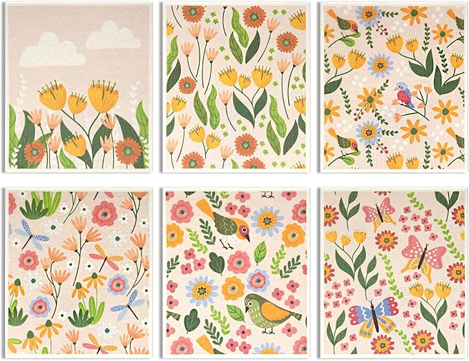 6 - Pack Swedish Kitchen Dish Cloths - Reusable Paper Towels for Counters & Dishes - Eco Friendly Cellulose Sponge Cloth - Assorted (Broken Flowers)
