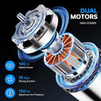 THINKWORK 20V Car Vacuum & Air Compressor, Dual Function High Power Handheld Cordless Vacuum with 18000pa Suction Power for Car Cleaning, Household Dust Removal, Inflation