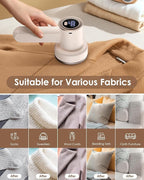 Fabric Shaver Fuzz Remover Rechargeable, HOMEASY Electric Lint Remover Shaver with 3 Blades & LED Digital Display, Sweater Couch Fabric Pill Shaver for Sweater, Couch, Furniture