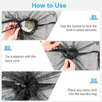 2 Pack Mesh Laundry Bags, Large Travel Laundry Washing Bags for Dirty Clothes Storage, 24" X 36" Washable Heavy Duty Laundry Net Bag With Drawstring for College Dorm, Hamper, Room, Laundromat (Black)