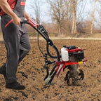 63CC Gas Powered Tiller, 4 Stroke Gas Powered Rototiller, 13.7 Inch Tilling Width, for Garden, Lawn, Greenhouses,Soil Cultivation and Orchards ﻿