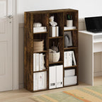 Furinno Luder 11-Cube Open Shelf Bookcase, Bookshelf, Amber Pine