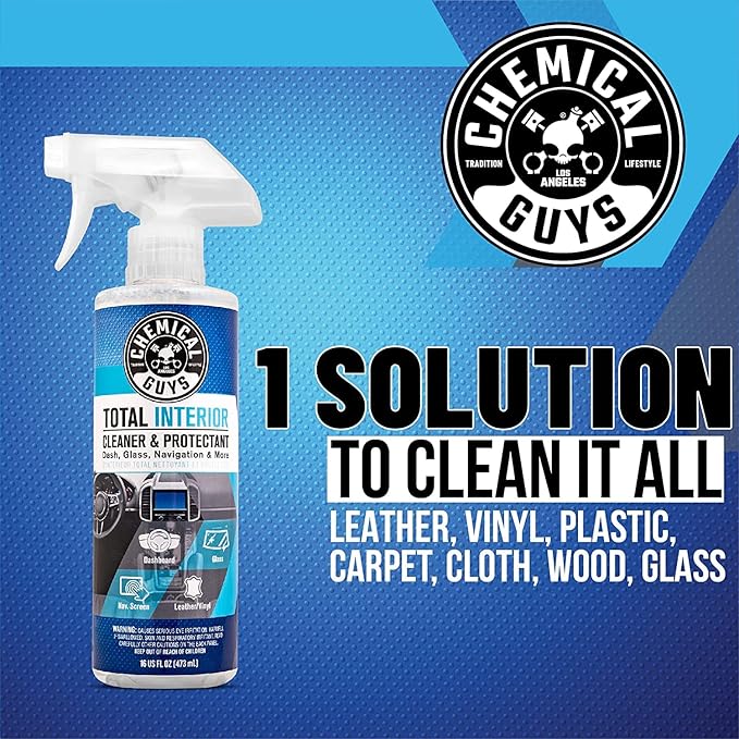 Chemical Guys Total Interior Cleaner & Protectant - Cleans and Protects Leather, Vinyl, Plastic, Rubber, and Glass with a Streak-Free Finish for Cars, Trucks, SUVs, RVs, and More - 16 oz