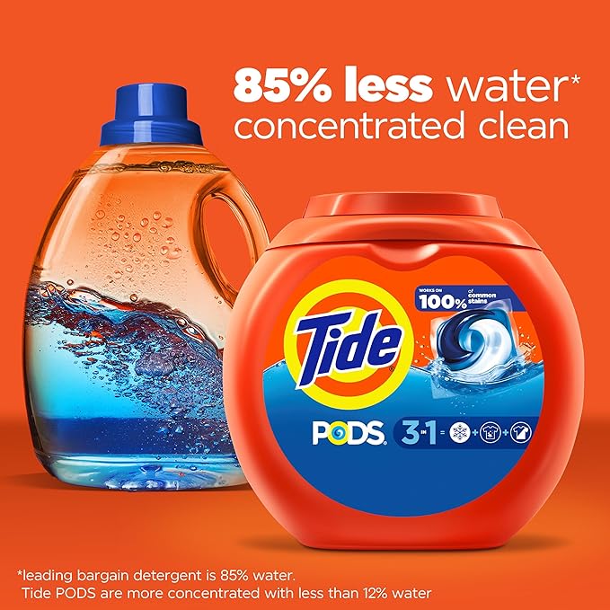 Tide PODS Laundry Detergent Pacs, 3-in-1 Stain Remover, Odor Fighter, Color Protector, 42 Count, HE compatible, Original Scent (Packaging May Vary)