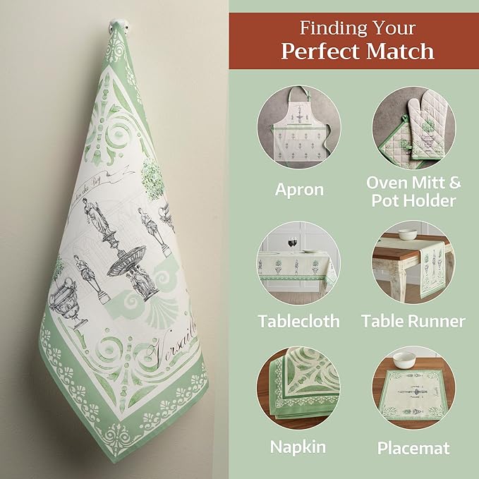 Maison d' Hermine Kitchen Towels Set of 2 100% Cotton 27.50" x 20" Reusable Cloth Tea Dish Towels Absorbent with Hanging Loop for Kitchen, Home, Dining, Cocktail Parties Spring/Summer (Jardin Du Roy)