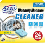 SANI 360° Washing Machine Cleaning tablets, 24 pack is Formulated with Enzyme, Deep Cleans and Deodorizes Front and Top Loading Washers use up to 2-year supply Lemon Scent