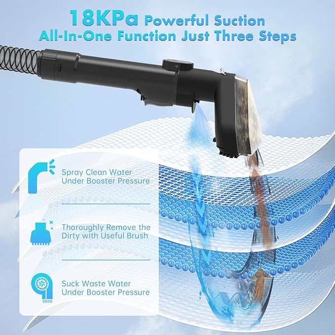 Portable Carpet & Upholstery Cleaner, 18Kpa Power Suction Spot Cleaner Machine for Deep Pet Stain Remover, Carpet, Area Rugs, Couches, Stairs, Cars, Includes Tools & Self-Cleaning, Grey