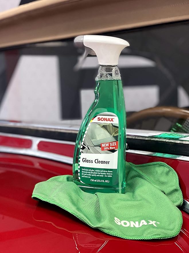 SONAX Glass Cleaner 338400 | Powerful Streak Free Formula for Crystal Clear Windows and Mirrors | Easily Removes Dirt Grease and Grime | Safe for Automotive and Household Use | 500ml