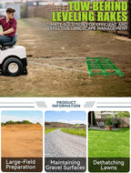 4ft Heavy Duty Drag Harrow for ATV, UTV, Tractor - Adjustable Tow Behind Leveling Rake with Weight Tray for Driveway Grader, Lawn, Field, Pasture, Food Plot Maintenance, Green(48 inch)