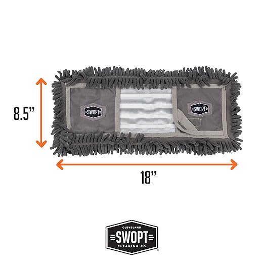 SWOPT 18” Microfiber Dust Mop Refill – Cleaning Pad for Use on Wood, Laminate, Tile – Interchangeable with All SWOPT Cleaning Products for More Efficient Cleaning and Storage