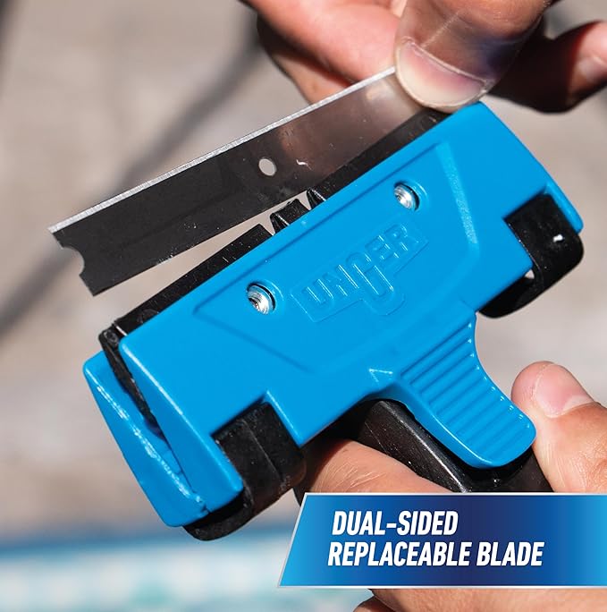 Unger 12” Professional All-Purpose Scraper Replacement Blades, 10 Pack, Dual-Sided Adhesive Cleaning Supplies for Windows, Glass, Floors, Paint, Stickers, Gum Removal