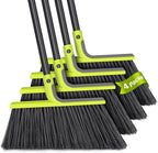 4 Packs Outdoor Broom Heavy Duty, 56 inches Tall Commercial Soft Bristle Angle Brush for Sweeping Outside Patio Garden Porch Deck Shop Restaurant Garage House Lobby Hardwood Floors (Green)