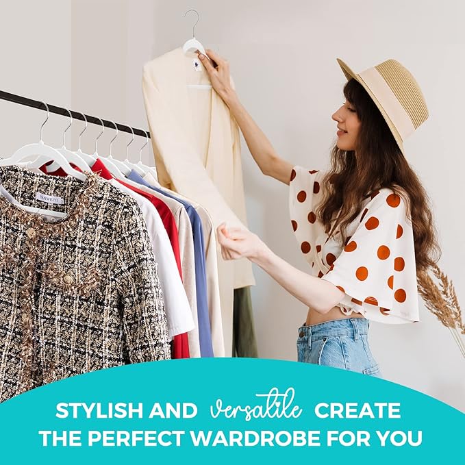 HOUSE DAY Premium Velvet Hangers 100 Pack White, Non-Slip Flocked Felt Hangers, Sturdy Clothes Hanger with 360° Rotatable Hook, Heavy Duty Durable Slim Coat Hanger for Closet Space Saving
