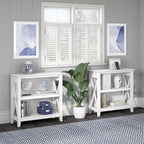 Bush Furniture Key West Small 2 Shelf Bookcase in Pure White Oak, Compact Home Organizer, Vertical Storage Solution, Bookshelf for Office or Living Room