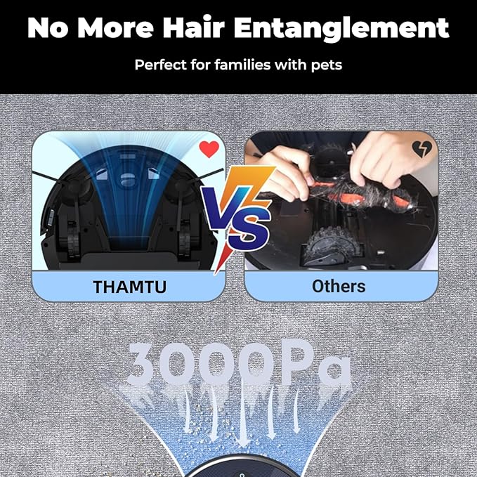 Robot Vacuum Cleaner with Smart Navigation, Powerful Robotic Vacuum Cleaner and Mop for Pet Hair, APP Control, Carpet,Voice Control, Hard Floor, Auto-Recharge