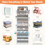 WISELIFE Over The Door Organizer - 5 Shelves Large Capacity Hanging Bedroom Storage Solution with Side Pockets for Dorm Bathroom Pantry Nursery and Baby Essentials Holds up to 40 Lbs (Grey)