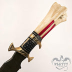 : CUSTOM HAND MADE DAMASCUS STEEL COLLECTIBLE GUTT KNIFE HANDLE MATERIAL BONE USA FLAG ACID ACHING (STAR)