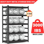 Kitchen Shelves Heavy Duty 5-Tier Storage Shelving, Adjustable Metal Pantry Shelf, 3000 LBS Capacity, Free Standing Kitchen Shelf Organizer, 72" H x 35.4" W x 15.8" D, Black