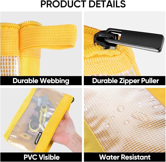 TICONN Tool Pouch, 1680D Oxford Small Tool Bag, Tool Pouches with Zipper, Clear Utility Bag Zipper Pouch for Tool Organizers and Storage (6PK Combo)