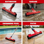 Floor Squeegee with 2 Replaceable Heads – 17'' EVA Foam Blade for Uneven Surfaces, 62'' Long Handle, Built-in Towel Clip, Non-Scratch Heavy Duty Squeegee Broom for Garage, Window, Tile, Patio & Shower